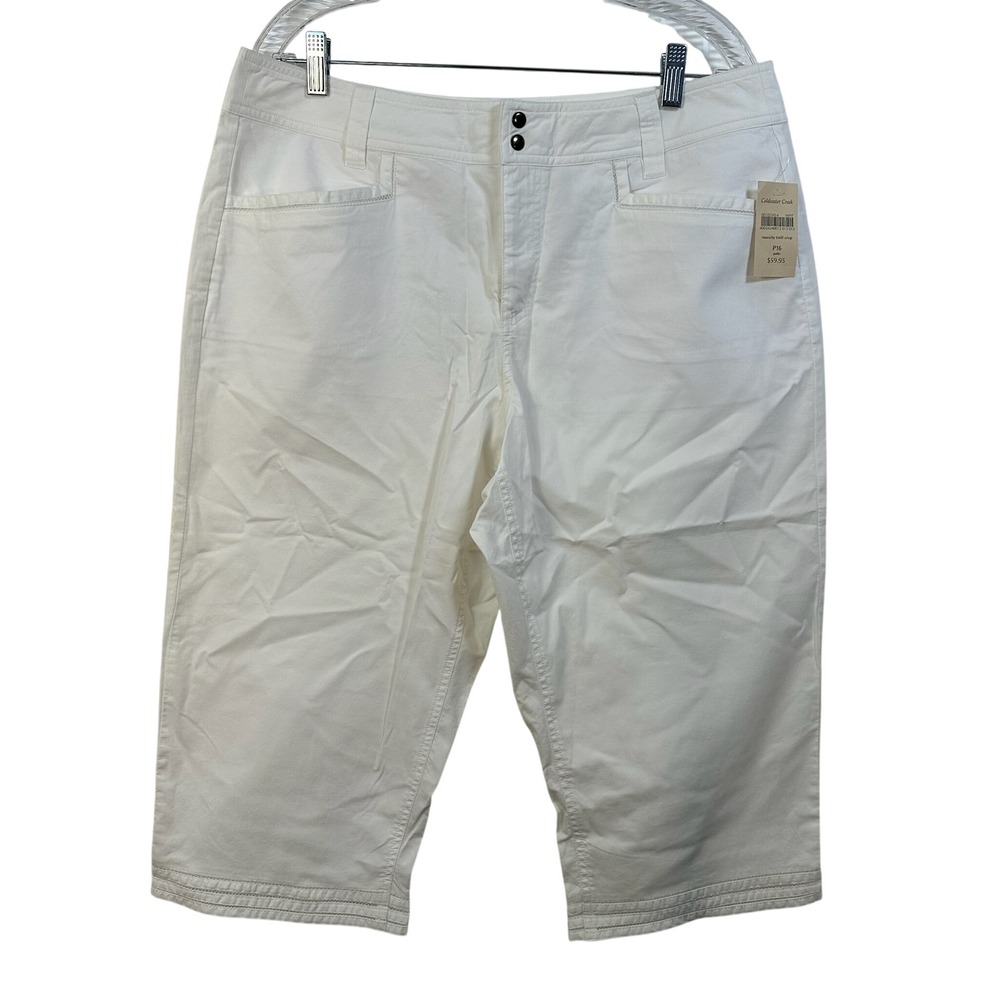 Coldwater Creek White Novelty Twill Crop Pants Womens P16 Petite NWT‎ Stretch